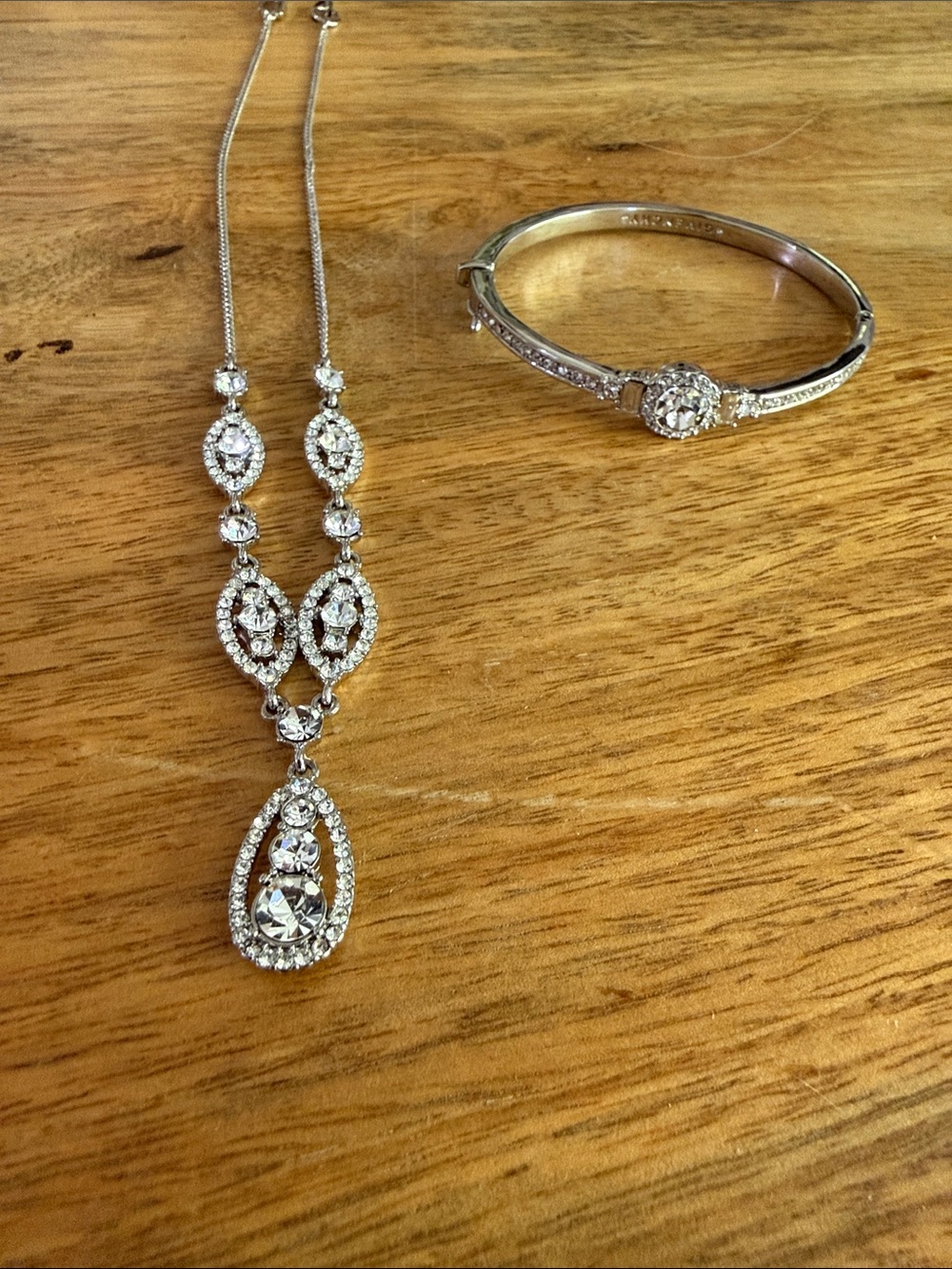 Givenchy Silver-Tone Crystal Teardrop Pendant Necklace